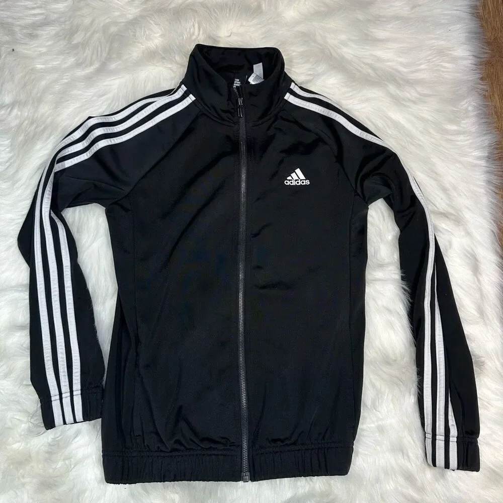 Adidas~Youth~Black Classic Full Zip Sports‎ Track Jacket~Size Small (8-10)
